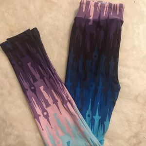 COPY - Lularoe L/XL Disney Castles Ombré Leggings…